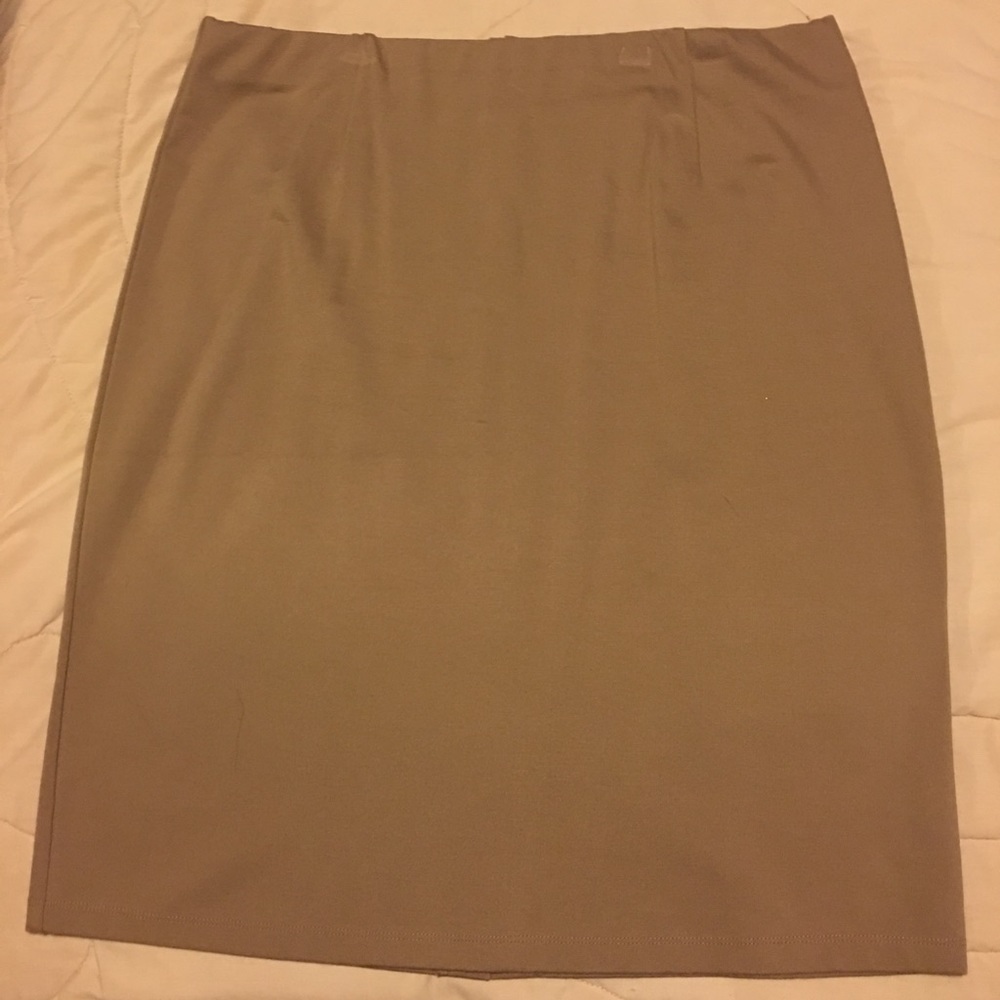 Light tan pencil skirt with back walking slit